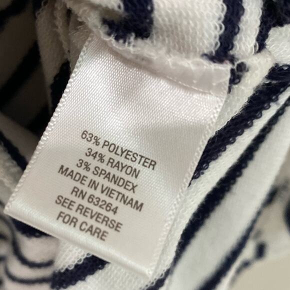 Sunday‎ dress three-quarter sleeves, white navy blue stripes size medium - Picture 7 of 7